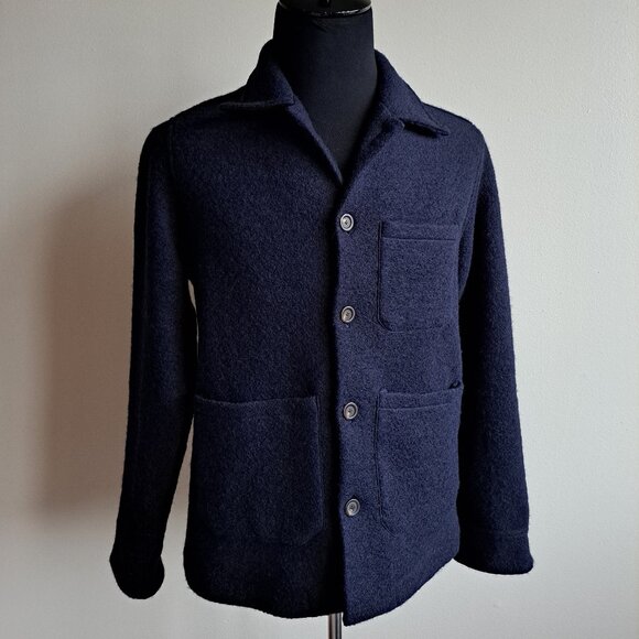 NEW Tintoria Mattei 954 Men's Blue Classic-collar Wool Blend Jacket Size XL